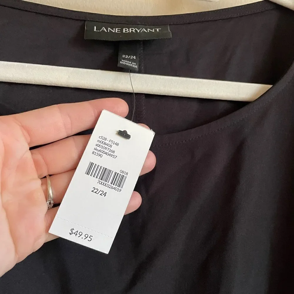 Lane Bryant black blouse with tie front sz 22/24‎